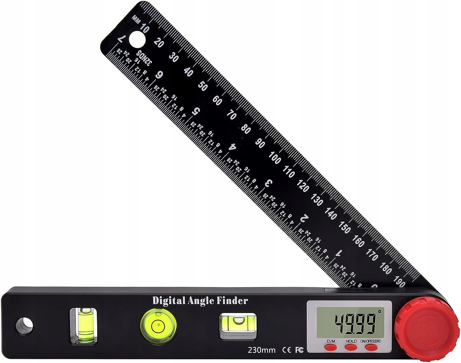 Digitálny uhlomer Anytech.pl Elektronický uhlomer 360° + 3 ÚROVNE 230 mm