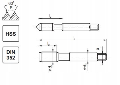 Ručný závitník M16 ľavá sada / 2 ks HSS DIN-352 fa