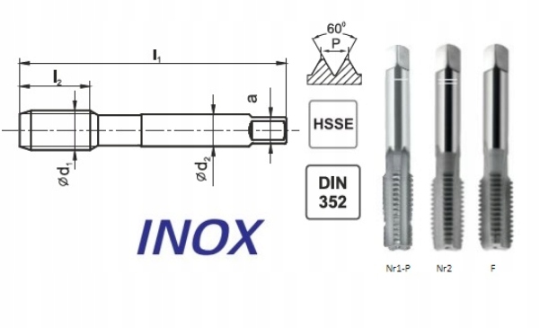 Ručný závitník NGMm / 3 M8 HSSE INOX FANAR