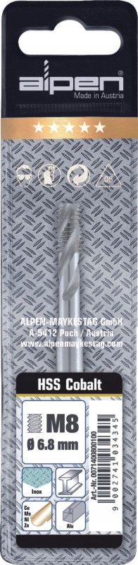 Špirálový závitník M12 Alpen HSS kobalt DIN 371