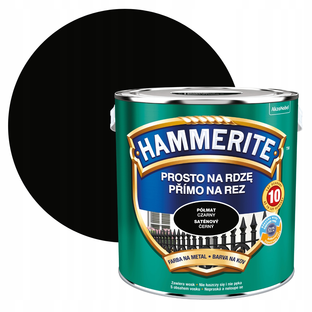 Hammerite Prosto For Rust farba na kov Pololesklá čierna 2,5 l
