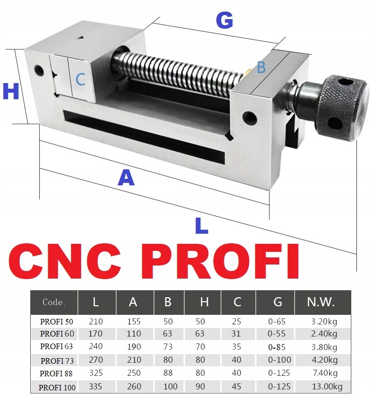 Presný CNC brúsny zverák PROFI 63 FVAT