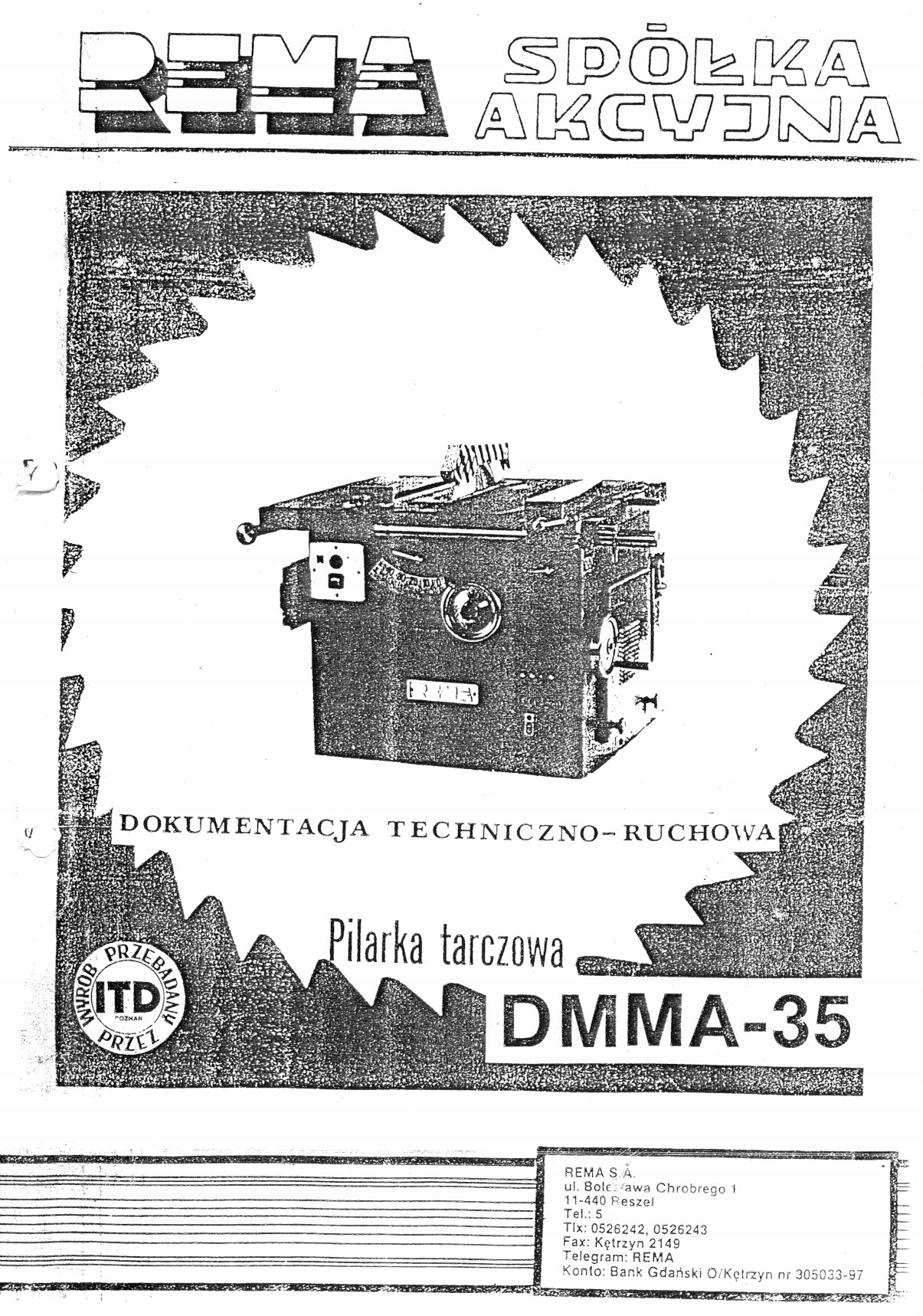 Návod na obsluhu DTR píla REMA DMMA 35