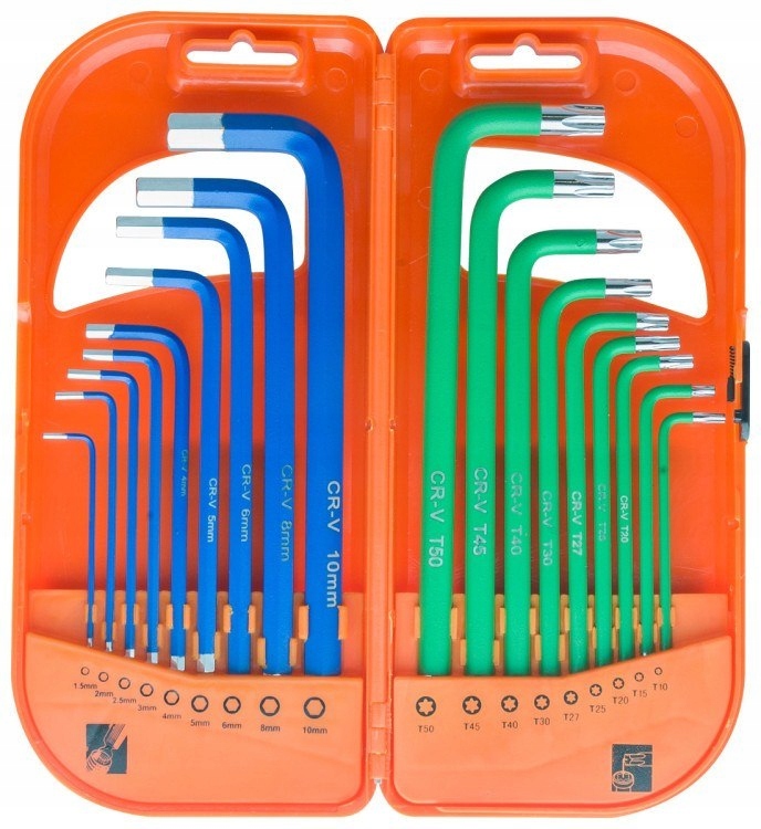 SADA KLÍČOVÝCH KLÍČOV S DLHÝM šesťhranom TORX LOCK 18 SZ