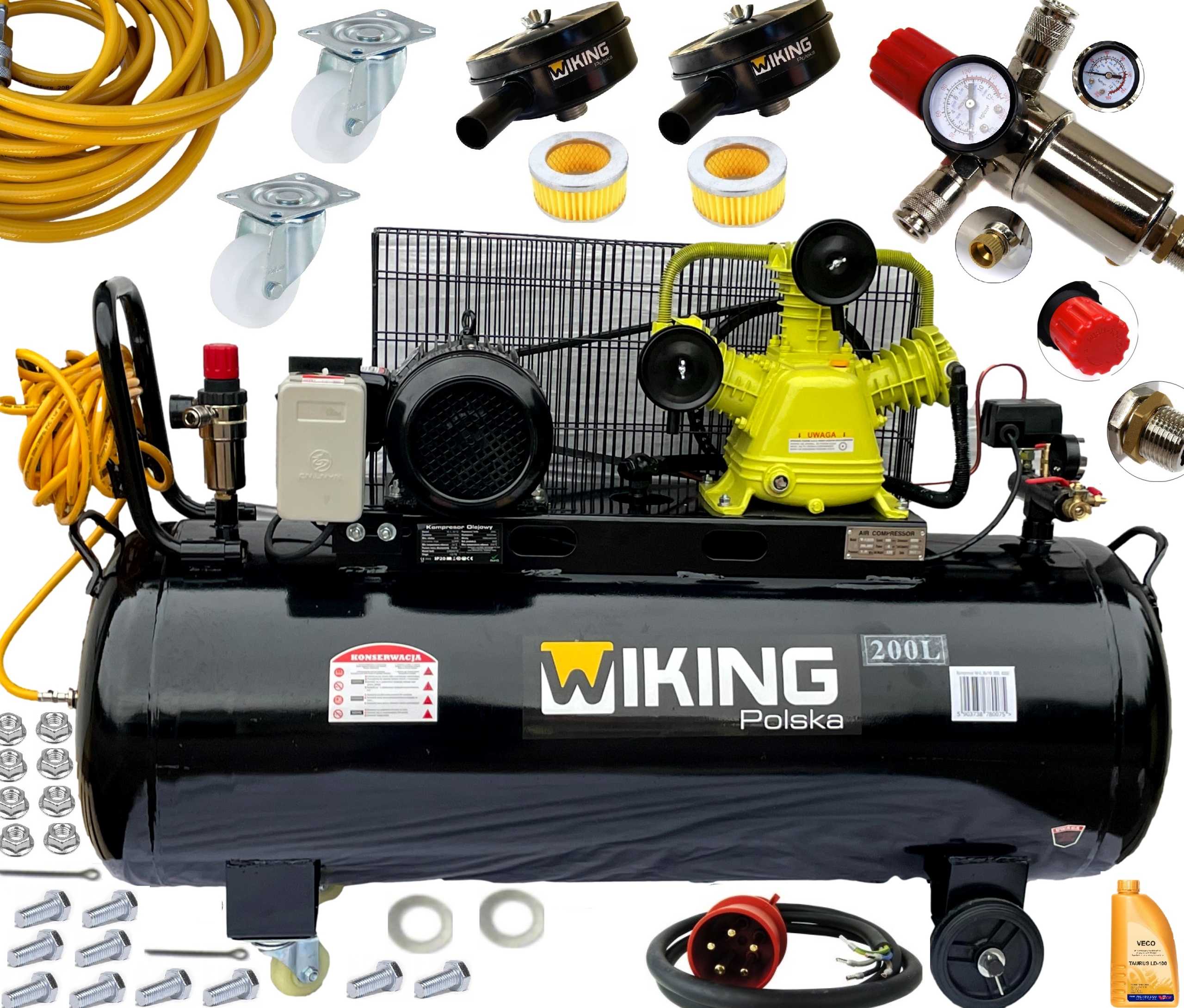 Olejový kompresor Wiking Polska W-0,36/10 200L 400V 200 l 10 bar