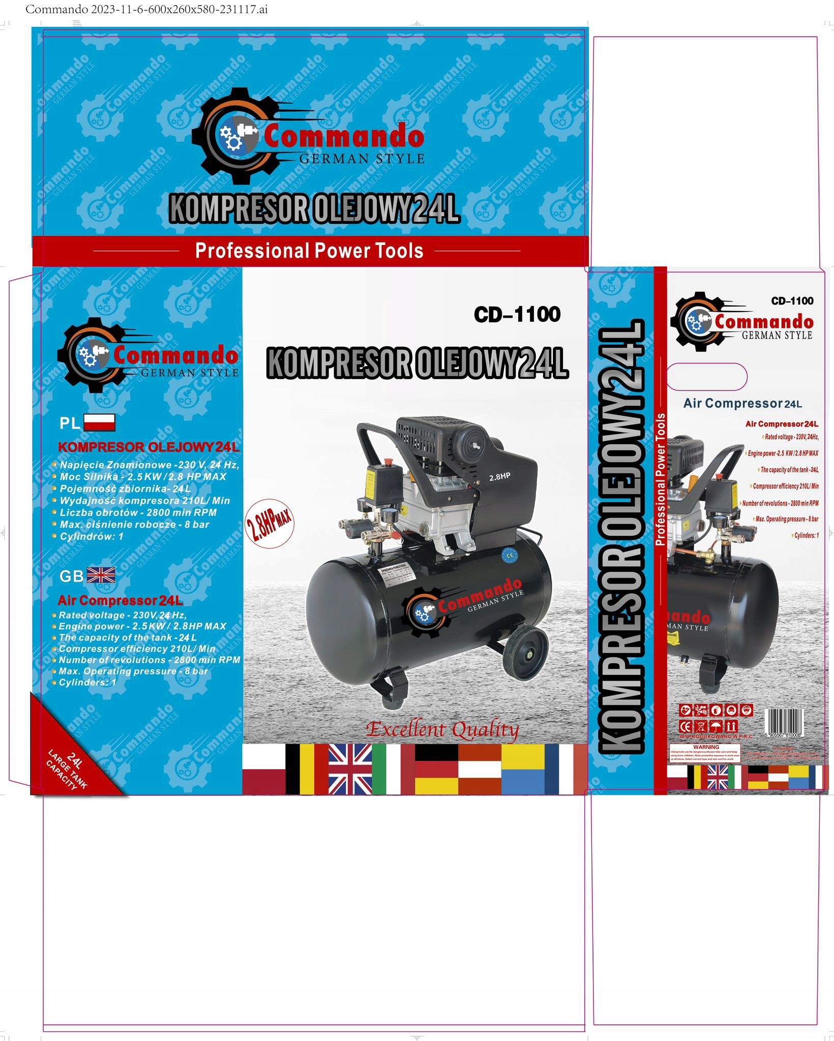 Olejový kompresor Boxer BX-BX 50 l 8 bar