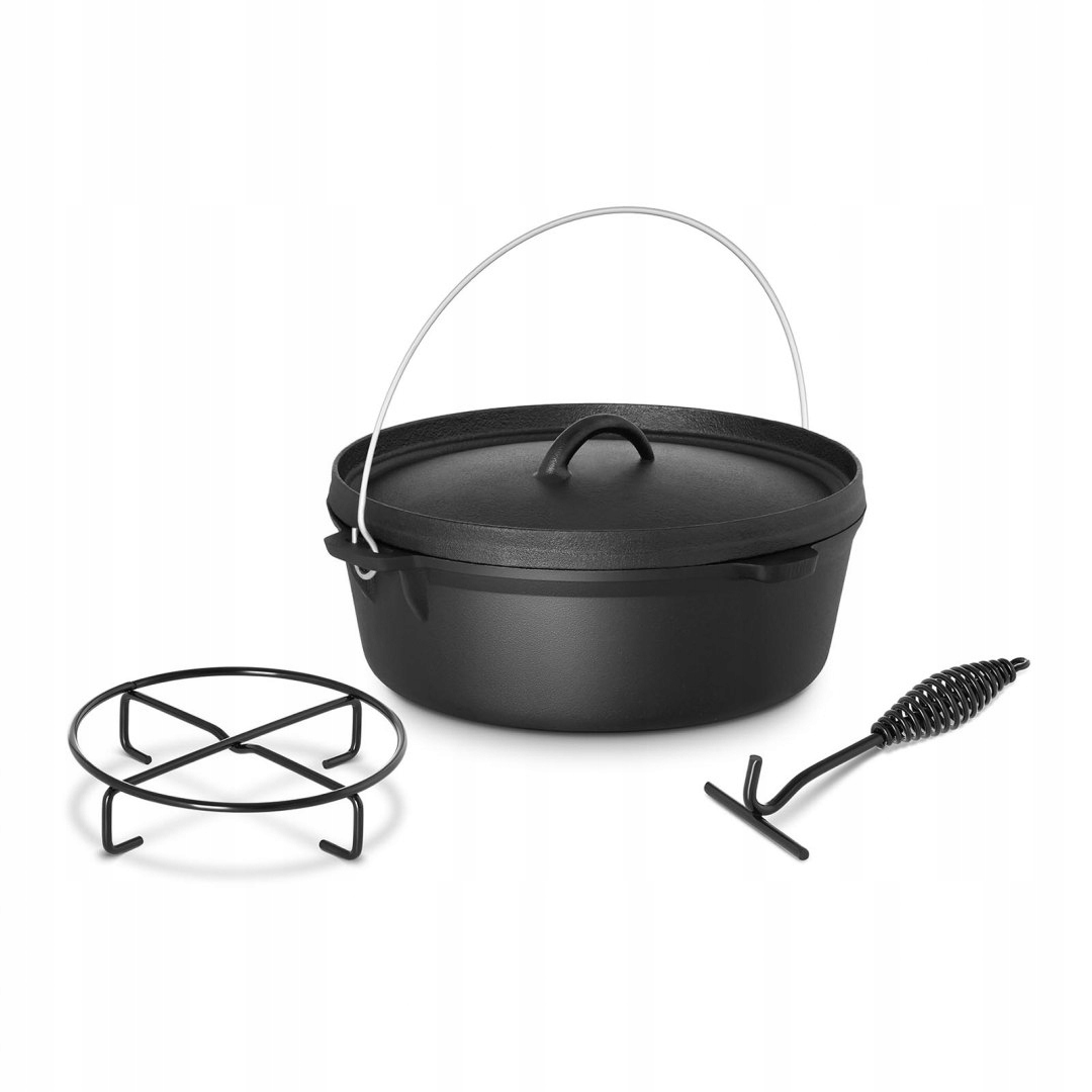 Kotol, lovecký liatinový hrniec 31cm 6L + STOJAN