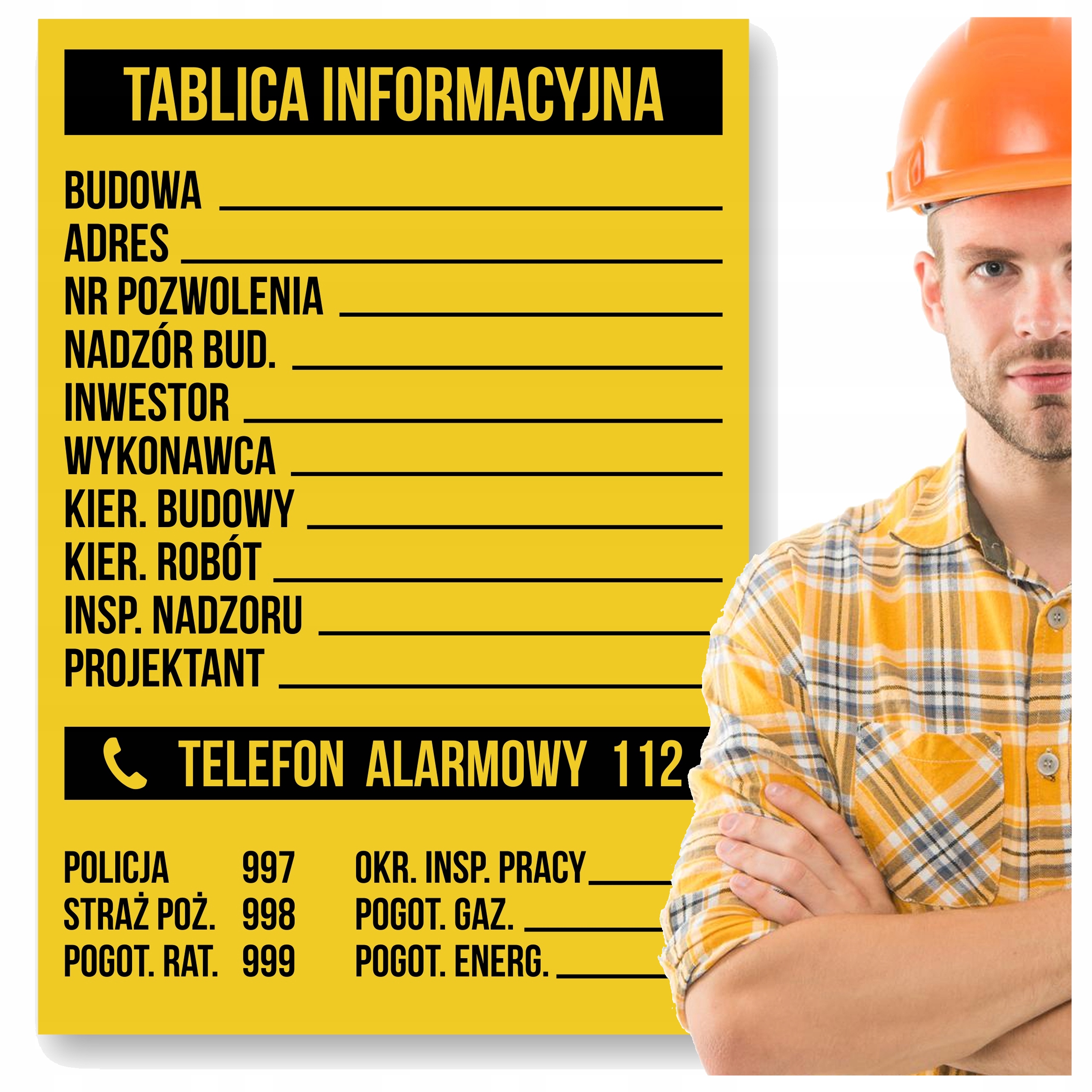 Stavebná informačná tabuľa BOZP 50x70cm PVC