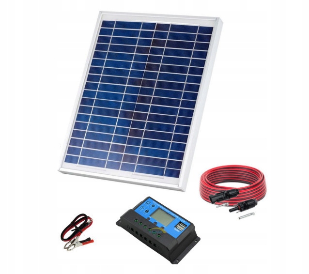 SÚPRAVA SOLÁRNEHO PANELU NABÍJAČKY 40W 12V REGULÁTOR