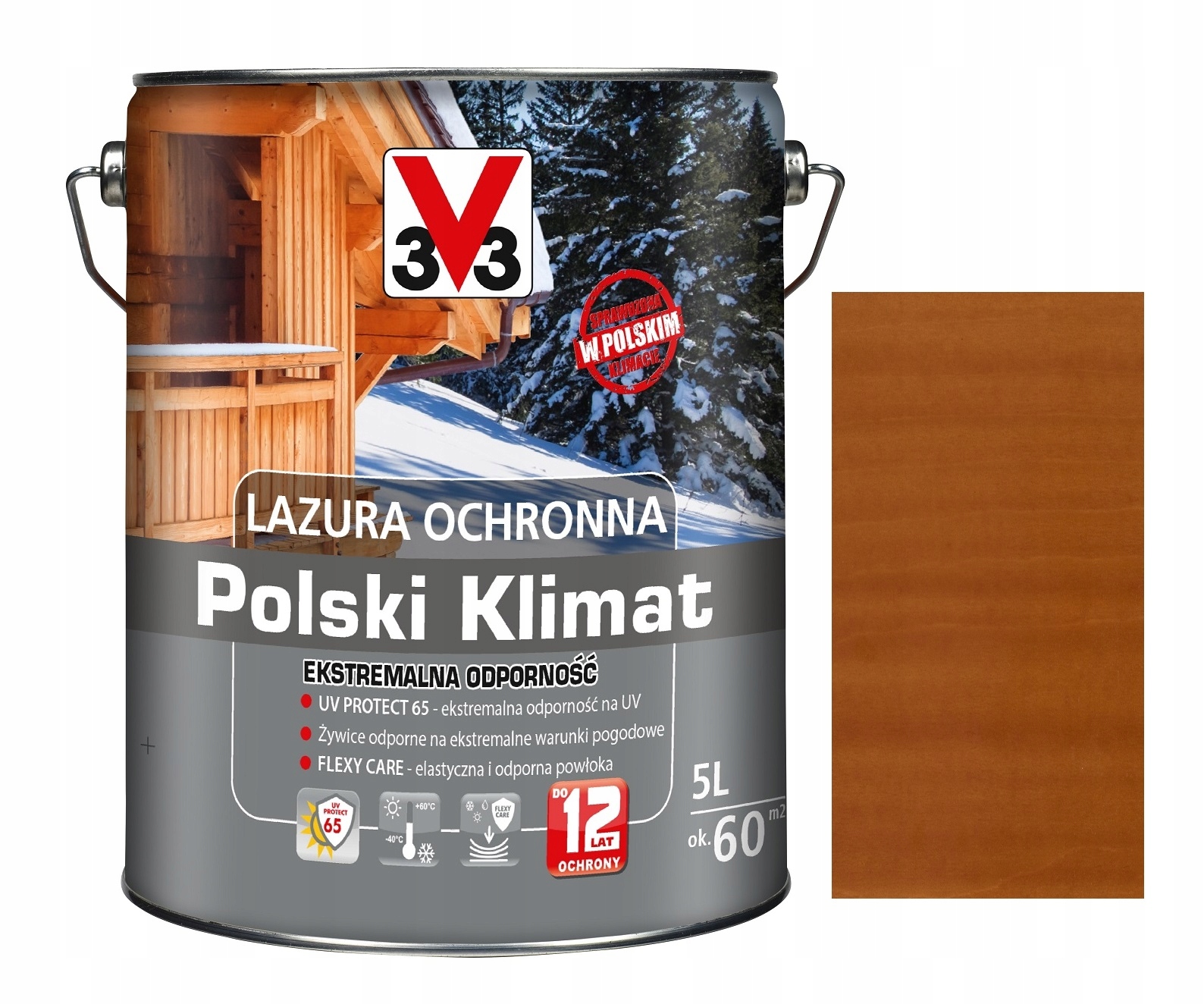 Lazúrovací lak V33 5 l, zlatý dub satén