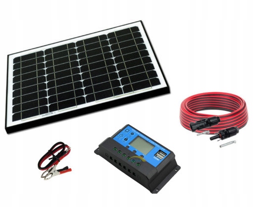 Solárna nabíjačka 12V 30W USB LCD SET
