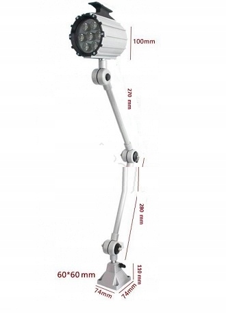 9W LED strojová lampa - sklopné rameno.