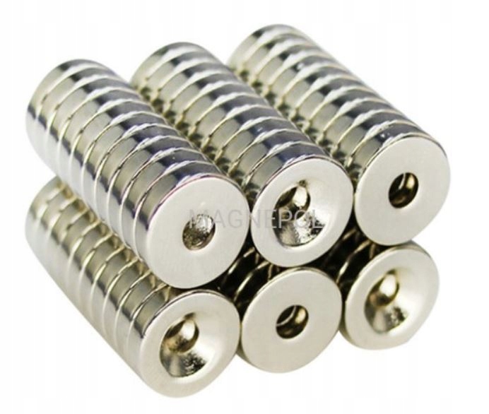 Neodymové magnety - Neodymium magnet 14x3 Otvorené 9/4 + skrutky 2 ks N52
