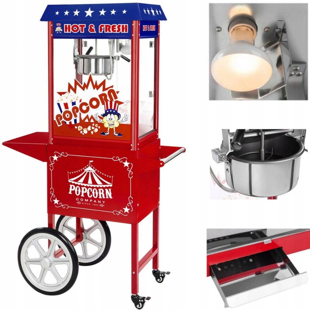 STROJ S VOZÍKOM NA VÝROBU POPKORA 5 kg / h