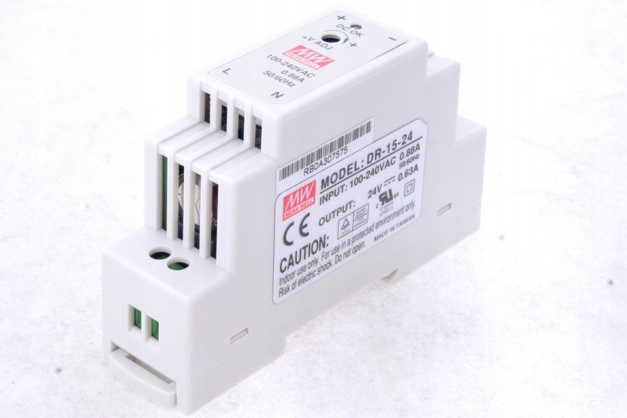 ZNAMENÁ DOBRÝ NAPÁJACÍ ADAPTÉR DIN DR-15-24 15,2W 24VDC 0,63A