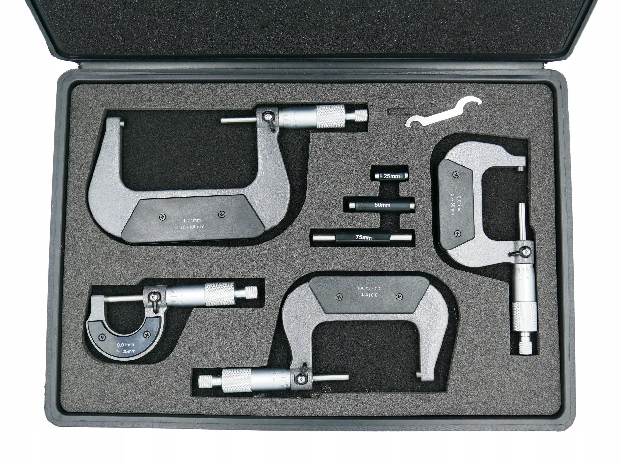 MIKROMETRE 0-100 mm SADA 4 KS MIKROMETER + BOX