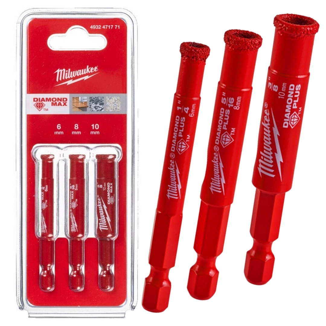 MILWAUKEE Diamantové vrtáky do porcelánovej kameniny HEX DIAMOND PLUS 3 ks 4932471