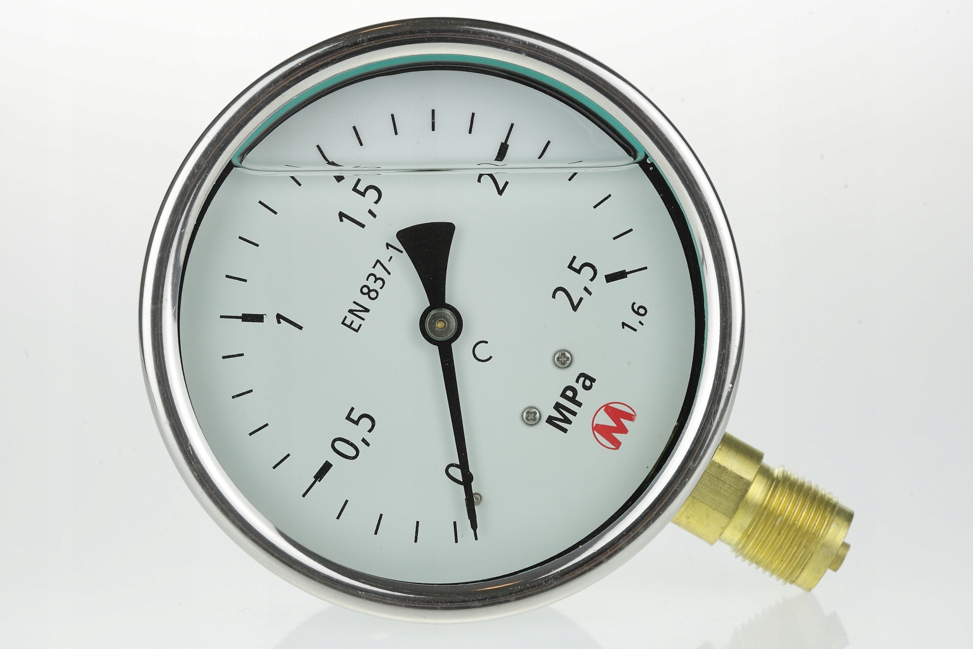 Glycerínový manometer, 0 ... 2,5 MPa, 100 mm, M20x1,5