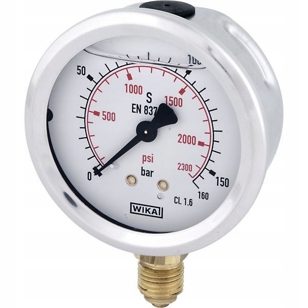 Glycerínový manometer ø63 mm, 160 bar, spodná prípojka 1/4