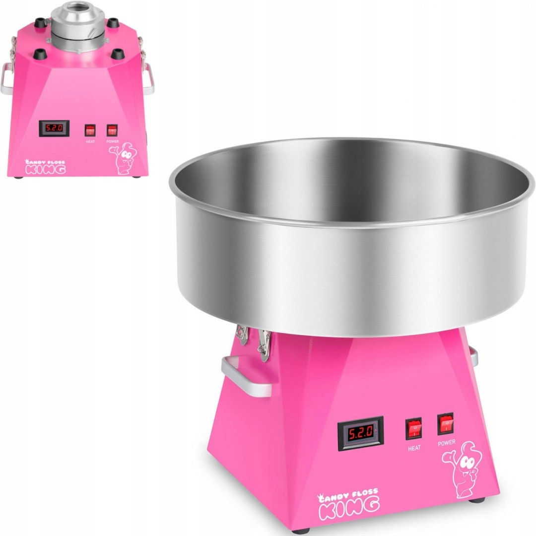 Stroj na cukrovú vatu LED ružový 52cm 1030W