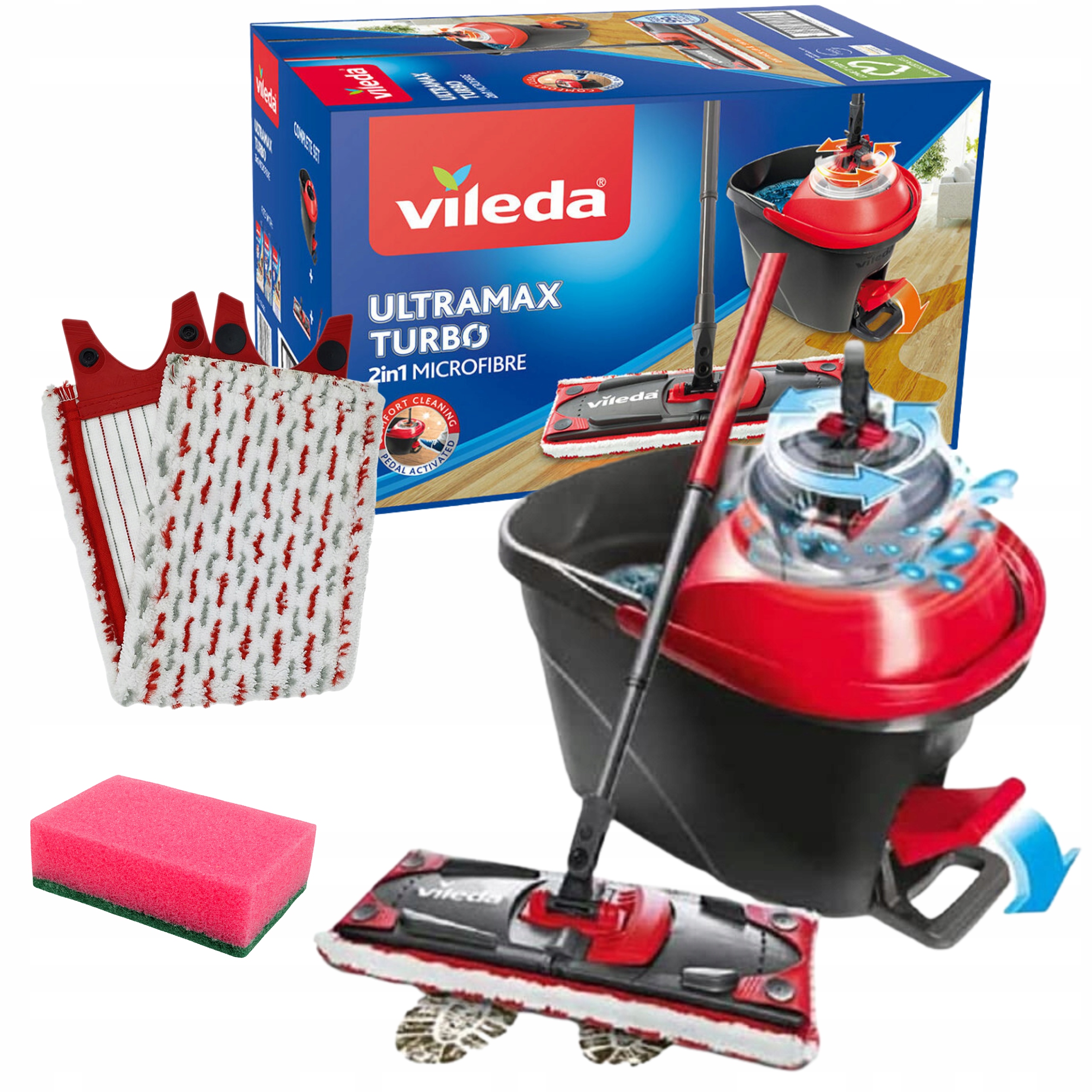 Vileda Ultramax Turbo vedro na mop plochý + kuchynský drez Vileda 1 ks.
