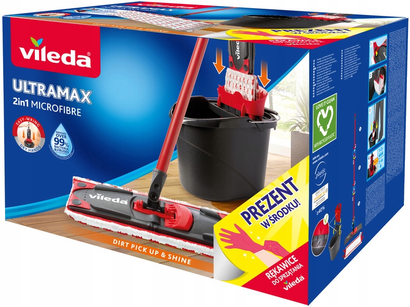 Vedro a plochý mop Vileda ultramax 2v1 PLOCHÝ MOP 35 cm