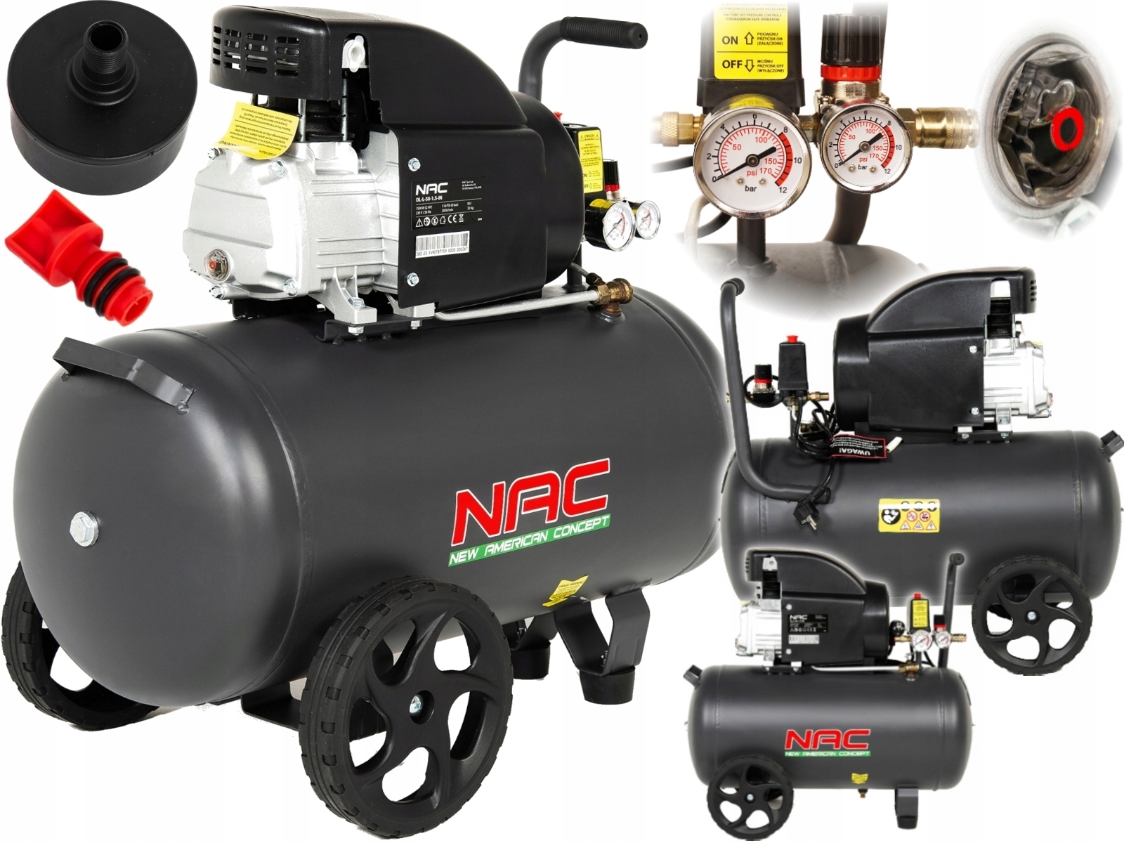 NAC OL-L-50-1,5-IN olejový kompresor 50 l 8 bar