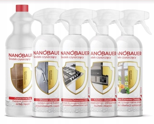 NANOBAUER Kvapalina na čistenie sprchovacích kabín, rúr, okien, škár SET