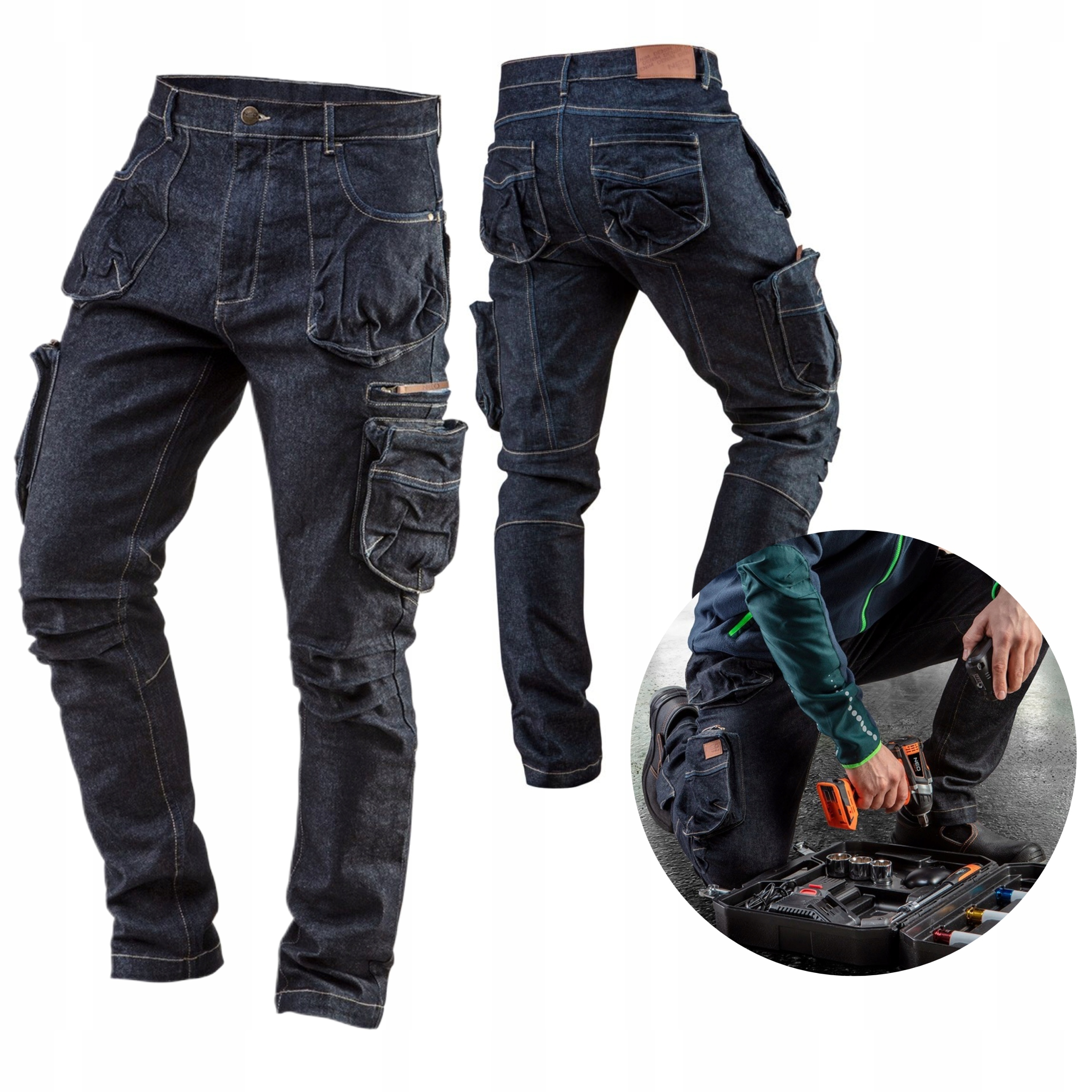 Dlhé pracovné nohavice Neo Tools Denim, veľkosť XL