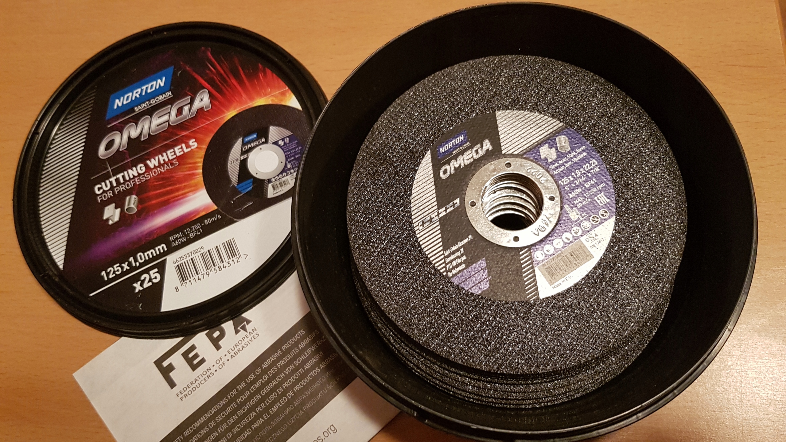 NORTON OMEGA 25 ks. DISK 125x1,0 mm. KOVOVÝ INOX