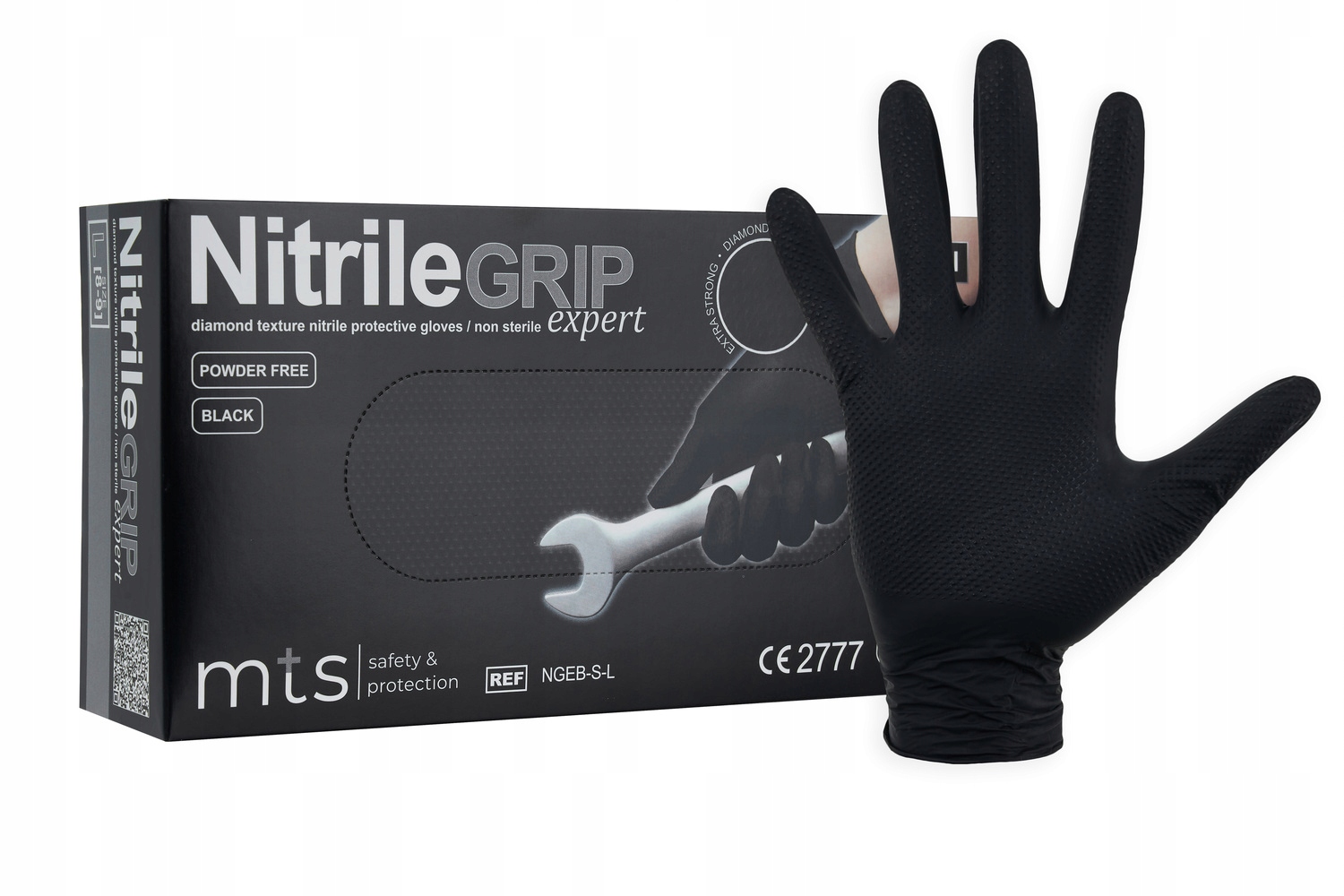 MTS bezpečnostné a ochranné gumené rukavice čierne pevné hrubé pracovné gogrip gripzzly veľkosť 10 - XL 25 párov