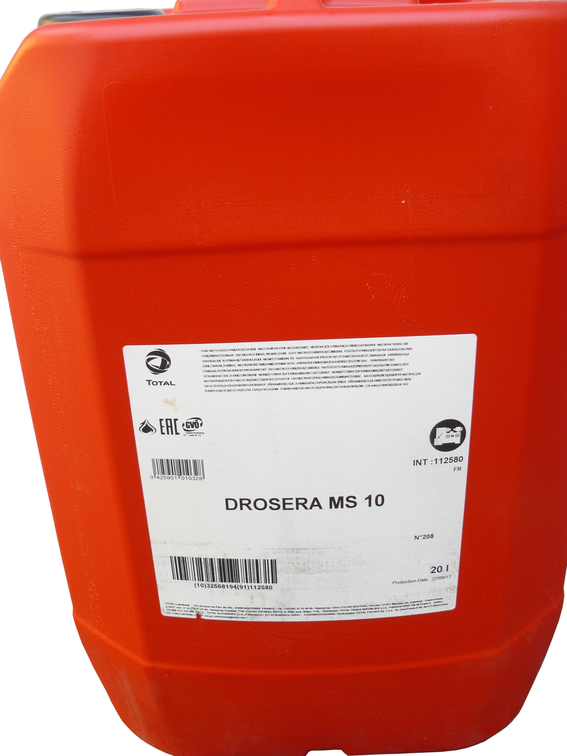 DROSERA MS 10 Vretenový olej PK Kat. 20 l.