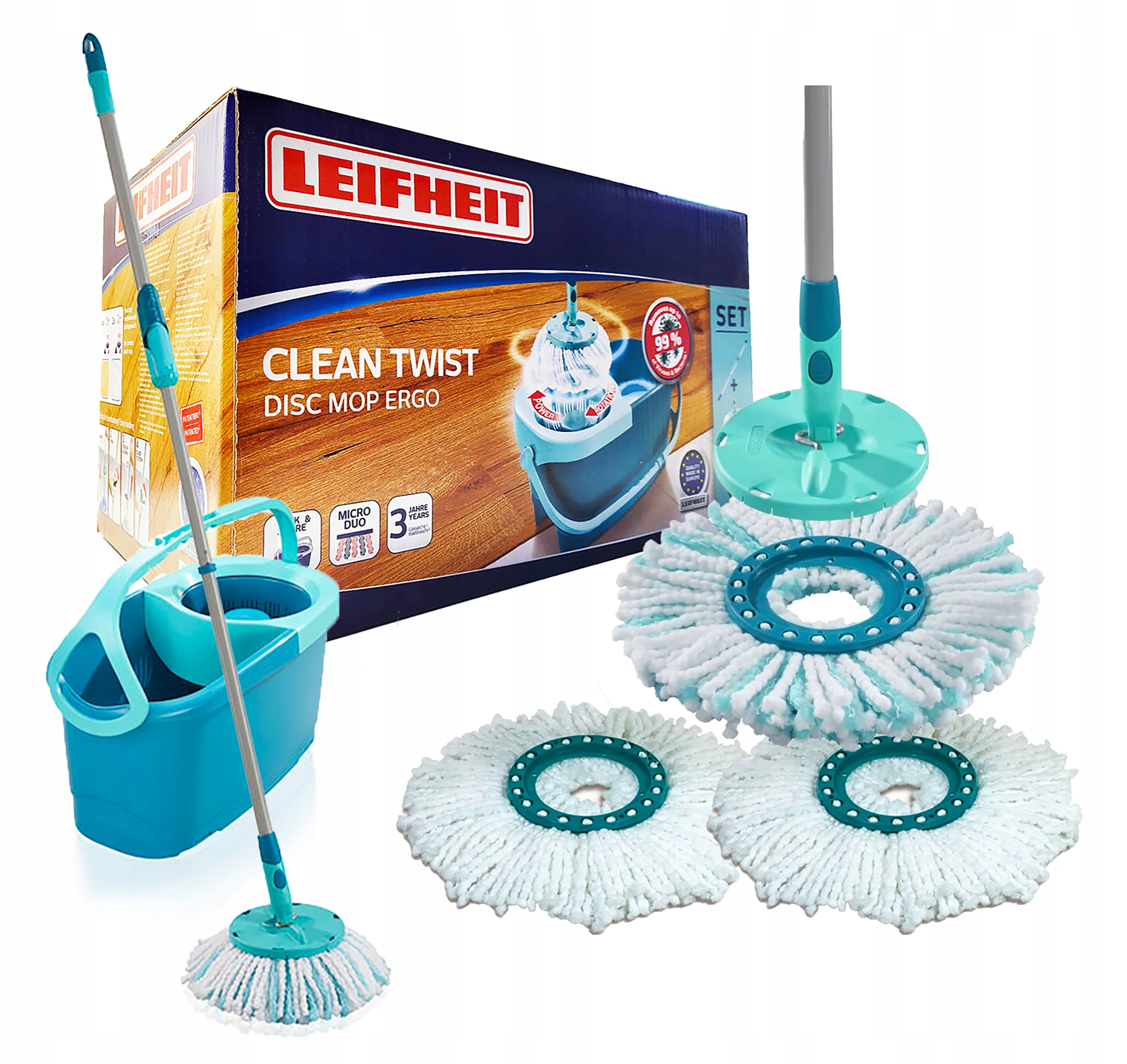 Leifheit Clean Twist Ergo vedierko a odstreďovací mop s 3 vložkami 35 cm