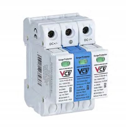 DC obmedzovač prepätia 3P 1000V, trieda B + C GDT PV