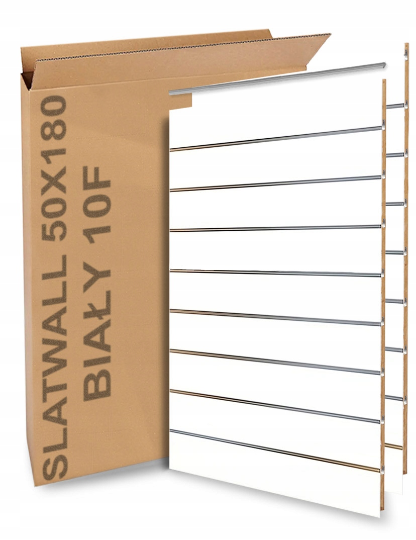 Slatwall PANEL Spacewall Best-Line 50x180cm 17 MASEL BIELA (ROZNÉ FARBY)