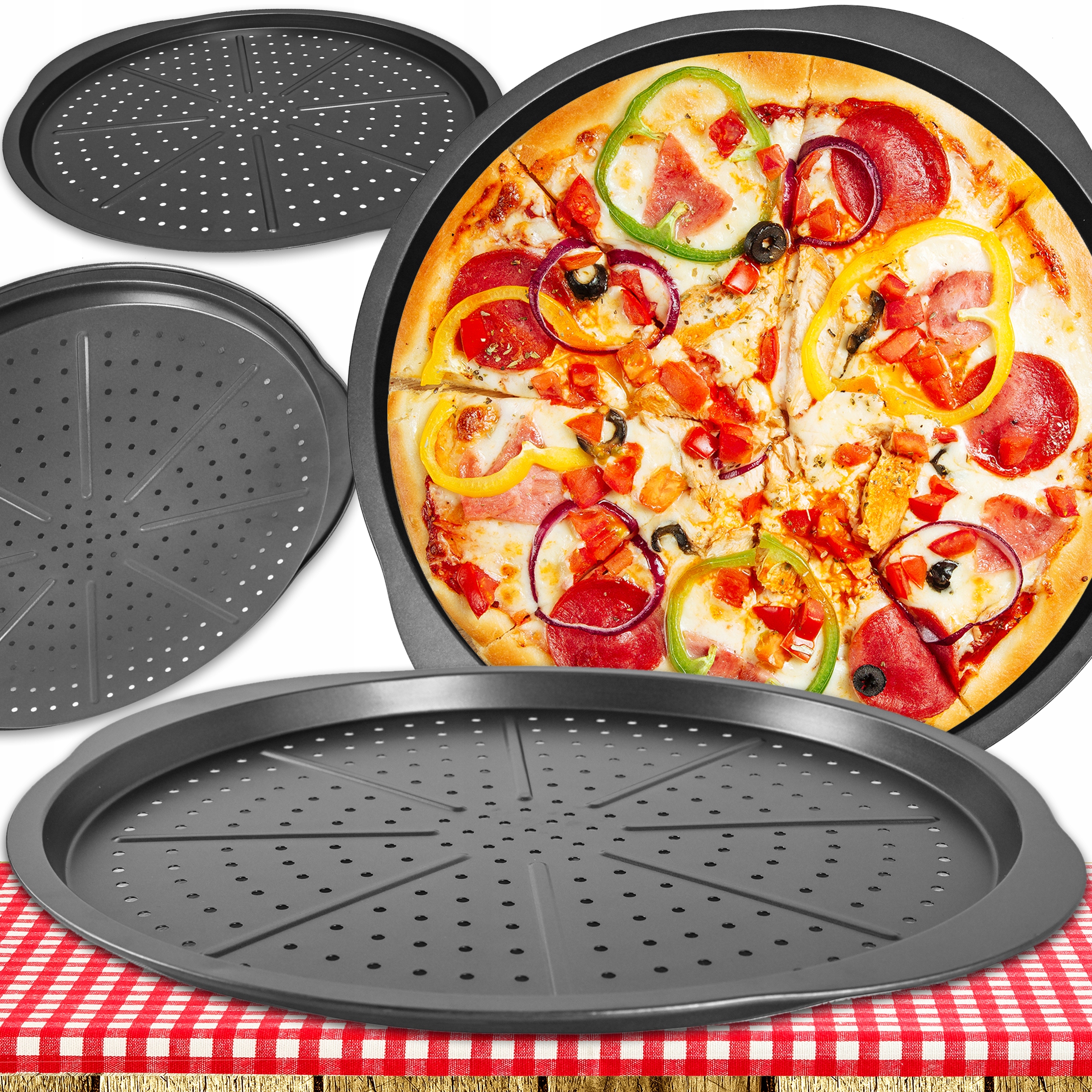 Plech na pizzu Venom 36 x 38,5 cm, priemer 33 cm