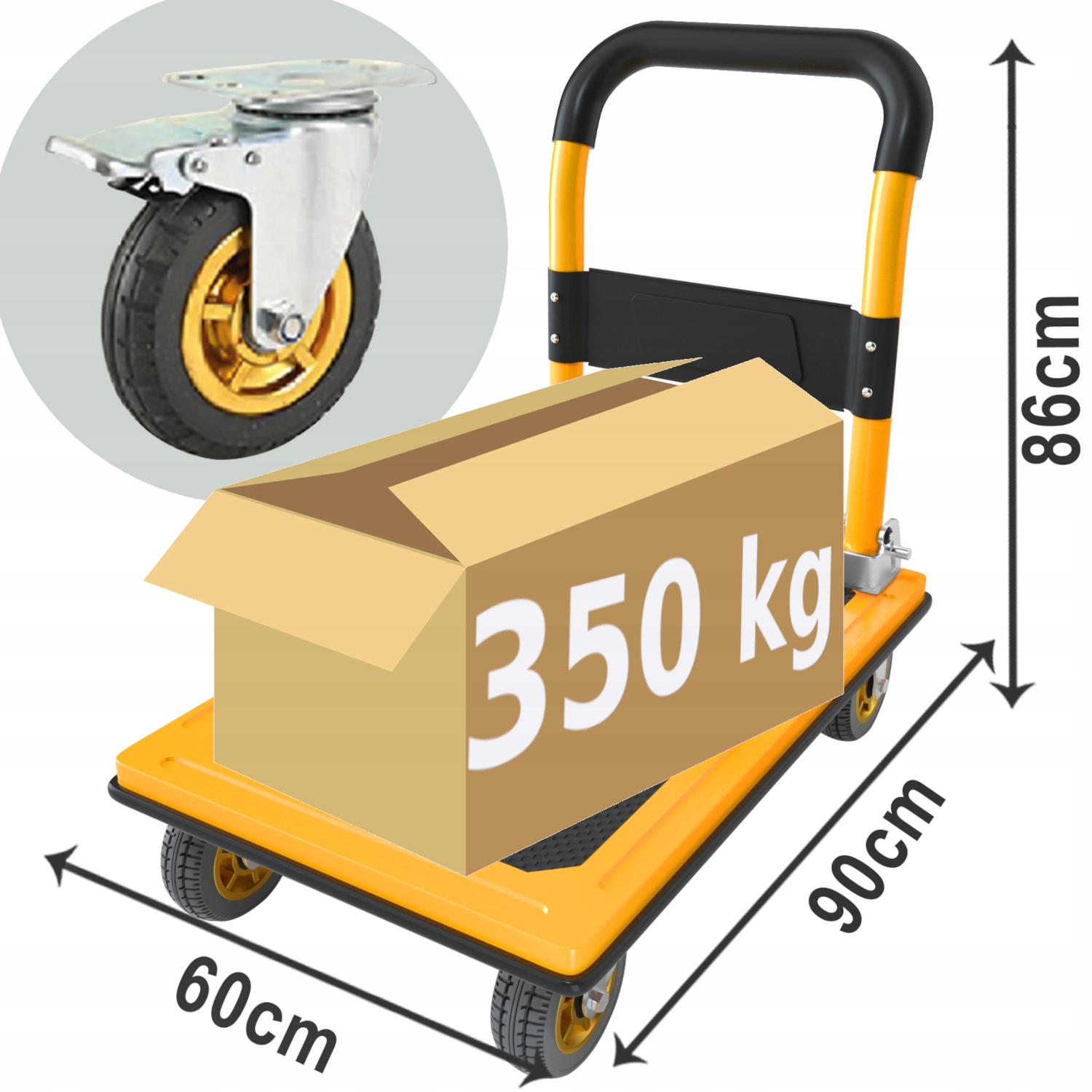 SKLADOVÝ PLOŠINOVÝ VOZÍK S BRZDOU - 350 kg