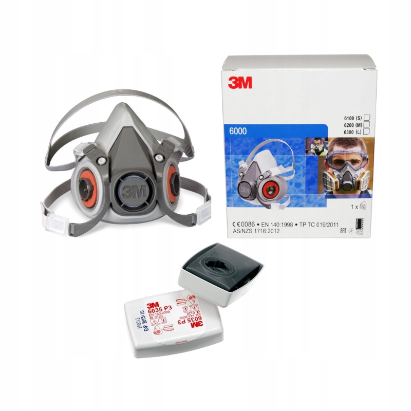 3M maska proti prachu 6200/6300 +2x 6035 FFP3 + 105 polomaska