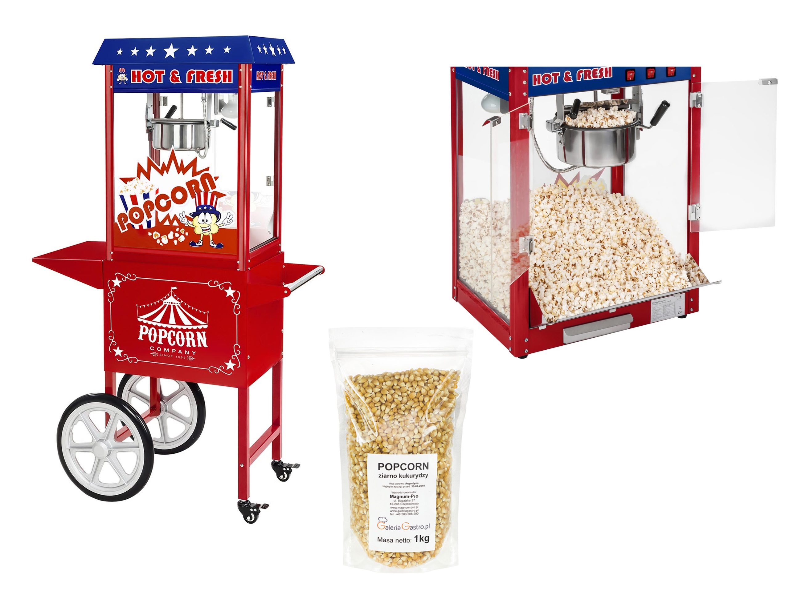 POPCORN STROJ NA POPCORN S VOZÍKOM 5 KG / H FV