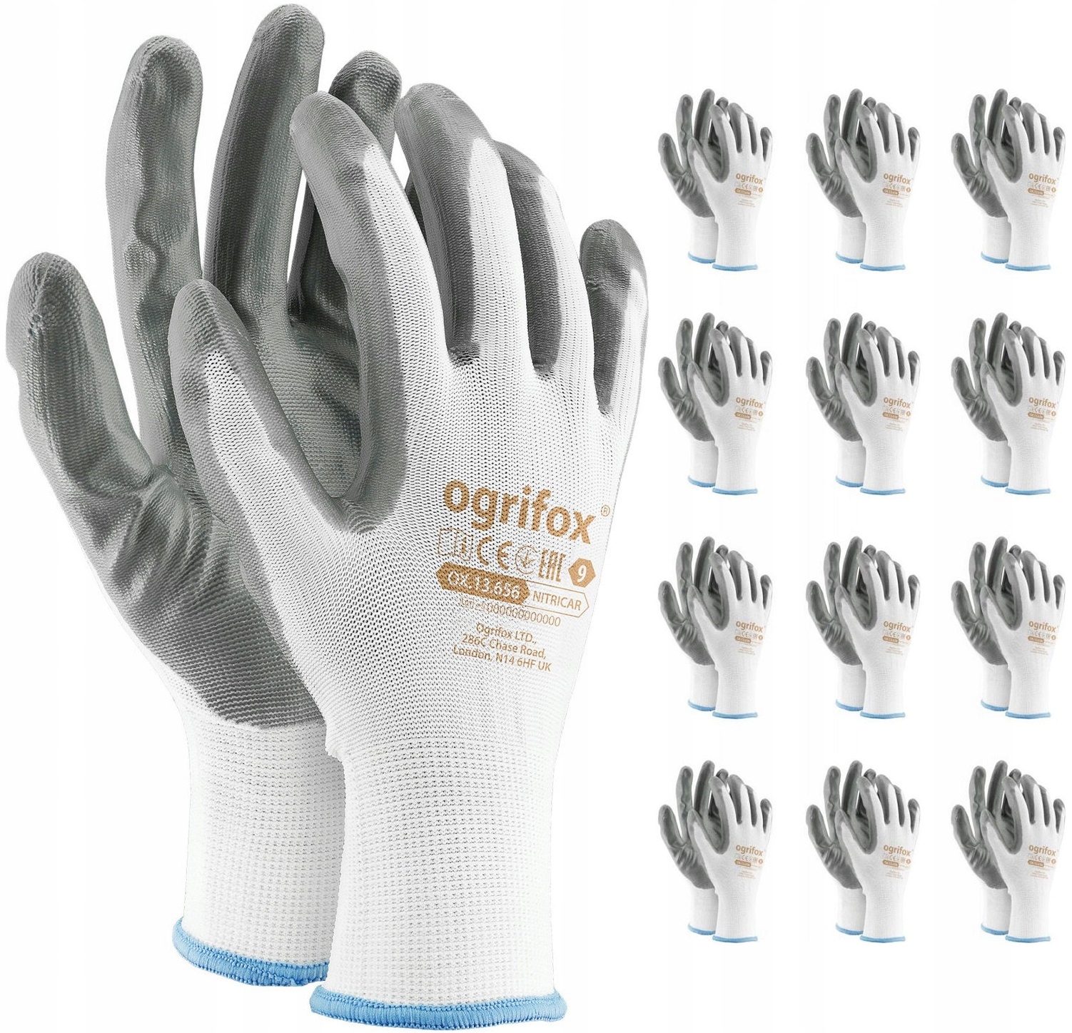 Ogrifox rukavice OGRIFOX OX-NITRICAR ochranné rukavice veľkosť 7 - S 12 párov
