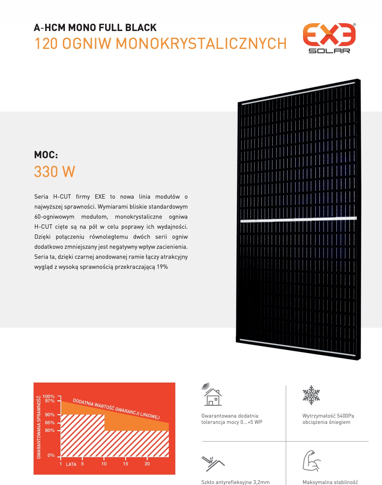 EXE Solar A-HCM MONO FULL BLACK 330 Wp HC panel