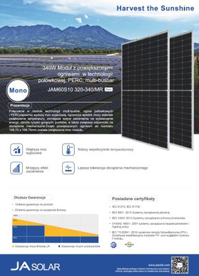 Fotovoltaický panel PV JAsolar mono 340W čierny