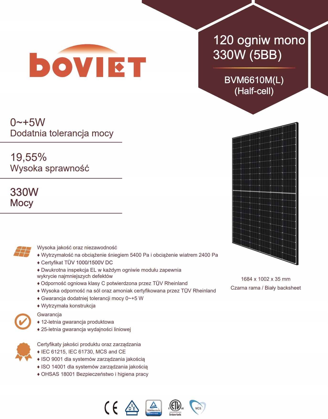 Boviet panely 330M MONO HALF CUT