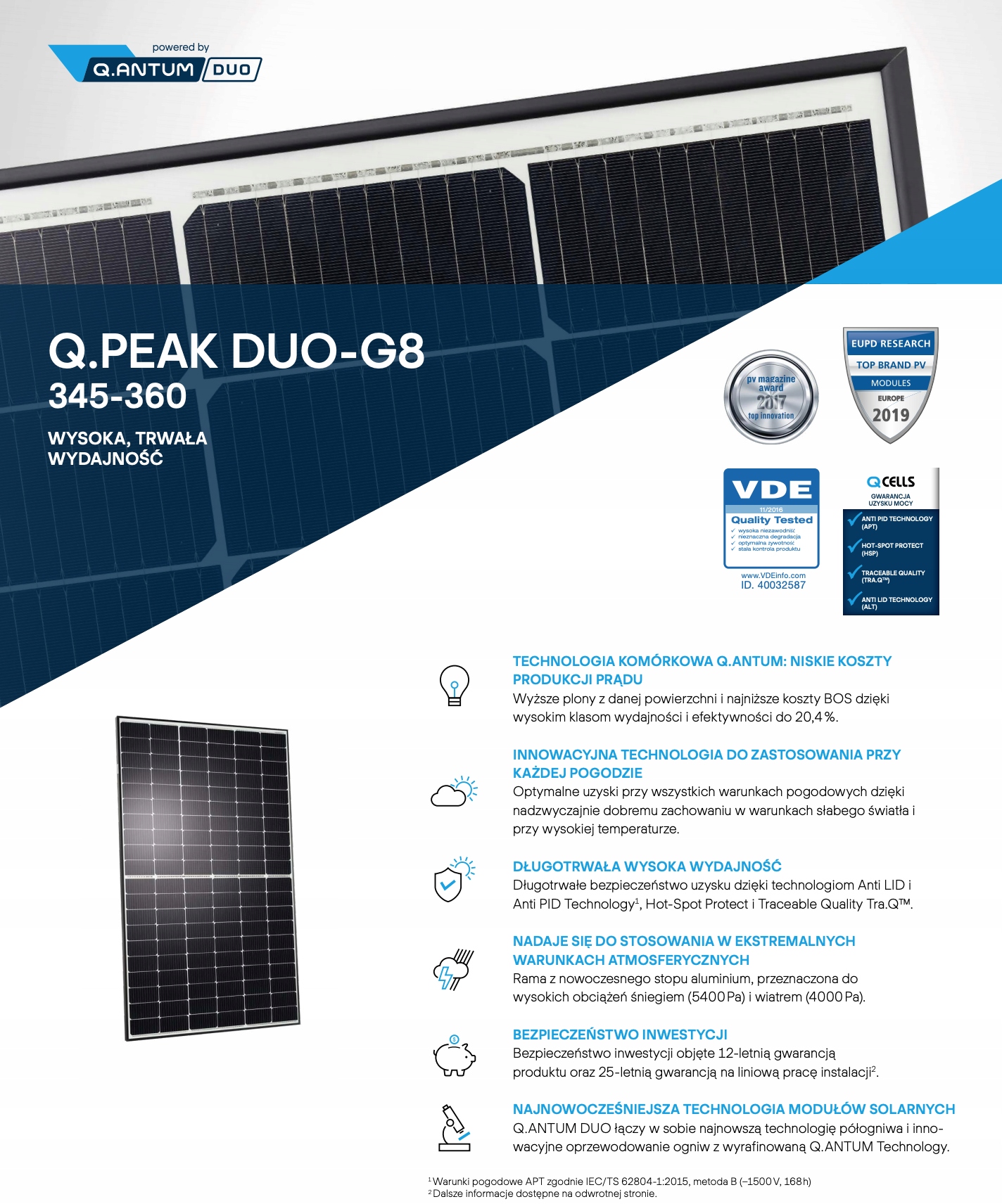 Panely QCELLS G8 355 W čiernobiele