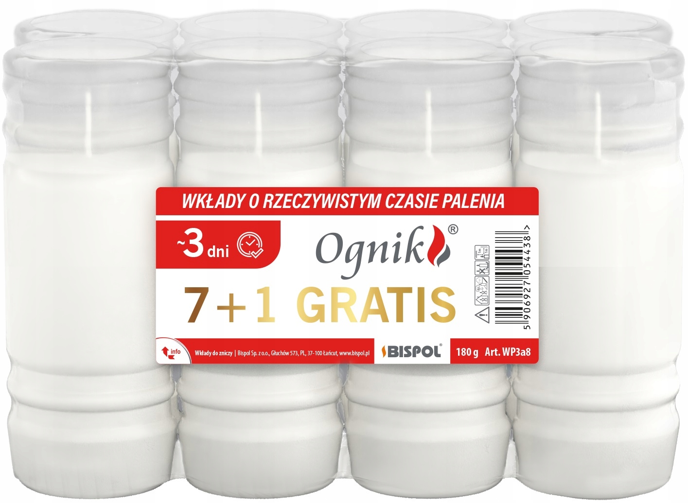 BISPOL Vložka do sviečky parafínová WP3 72h, 8 kusov