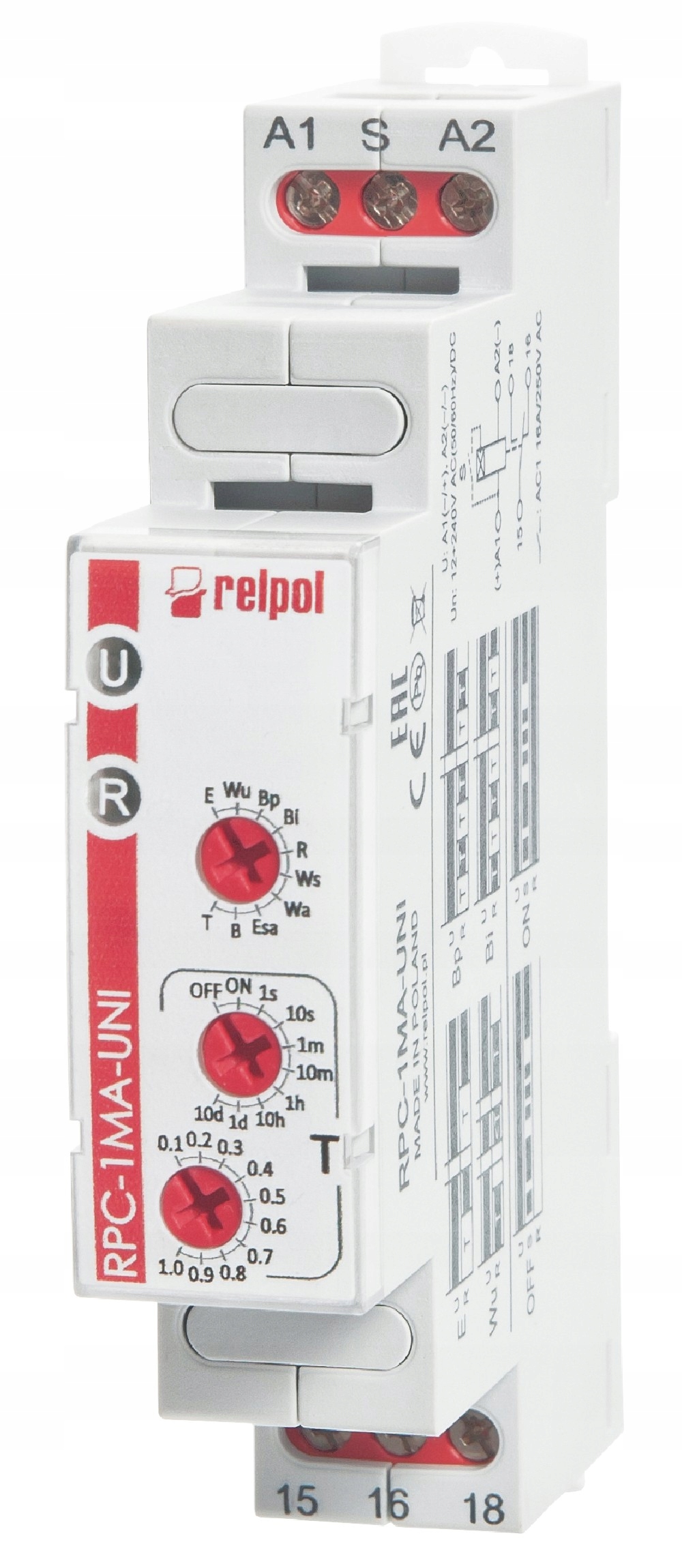 Časové relé 1P 1s-10dní 12-240V AC / DC 50 /