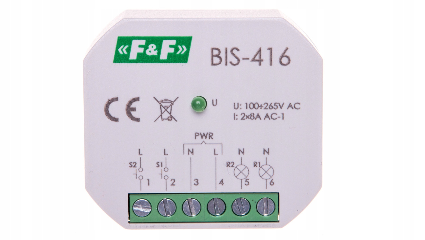 Dvojkanálové impulzné relé 8A 2NO 230 V AC BIS