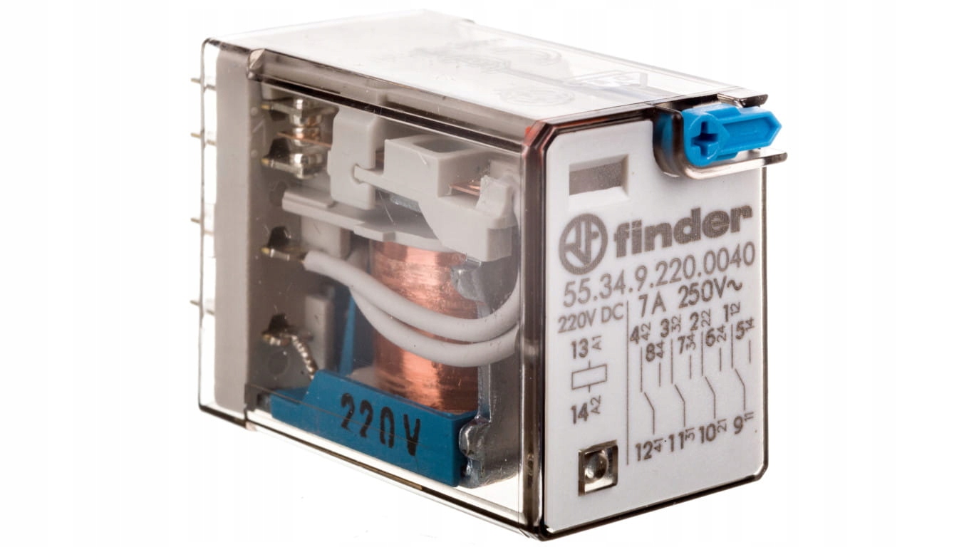 Miniatúrne relé 4P 7A 220V DC, tes tlačidlo