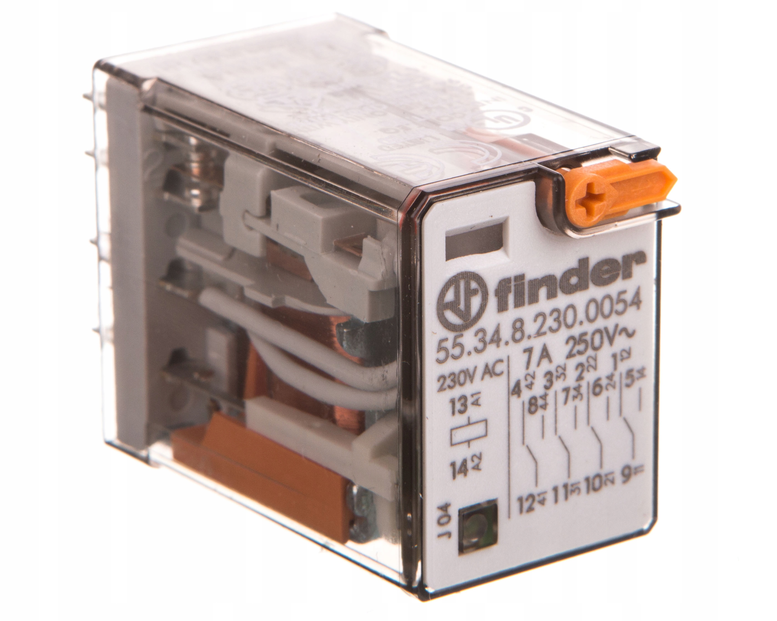 Miniatúrne relé 4P 7A 230V AC, tes tlačidlo