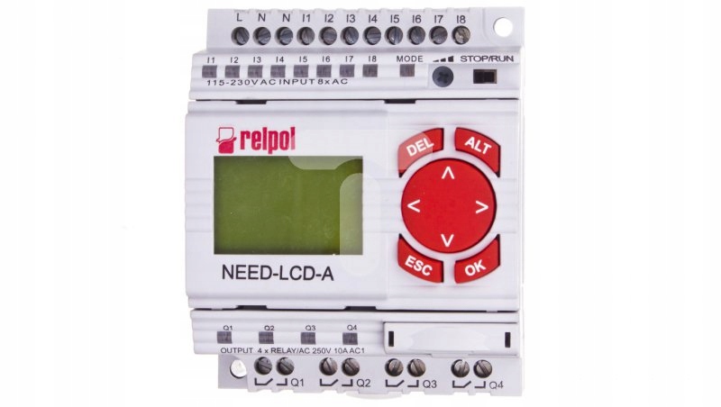 Programovateľné relé 230V AC 8WE, 4OUT s displejom
